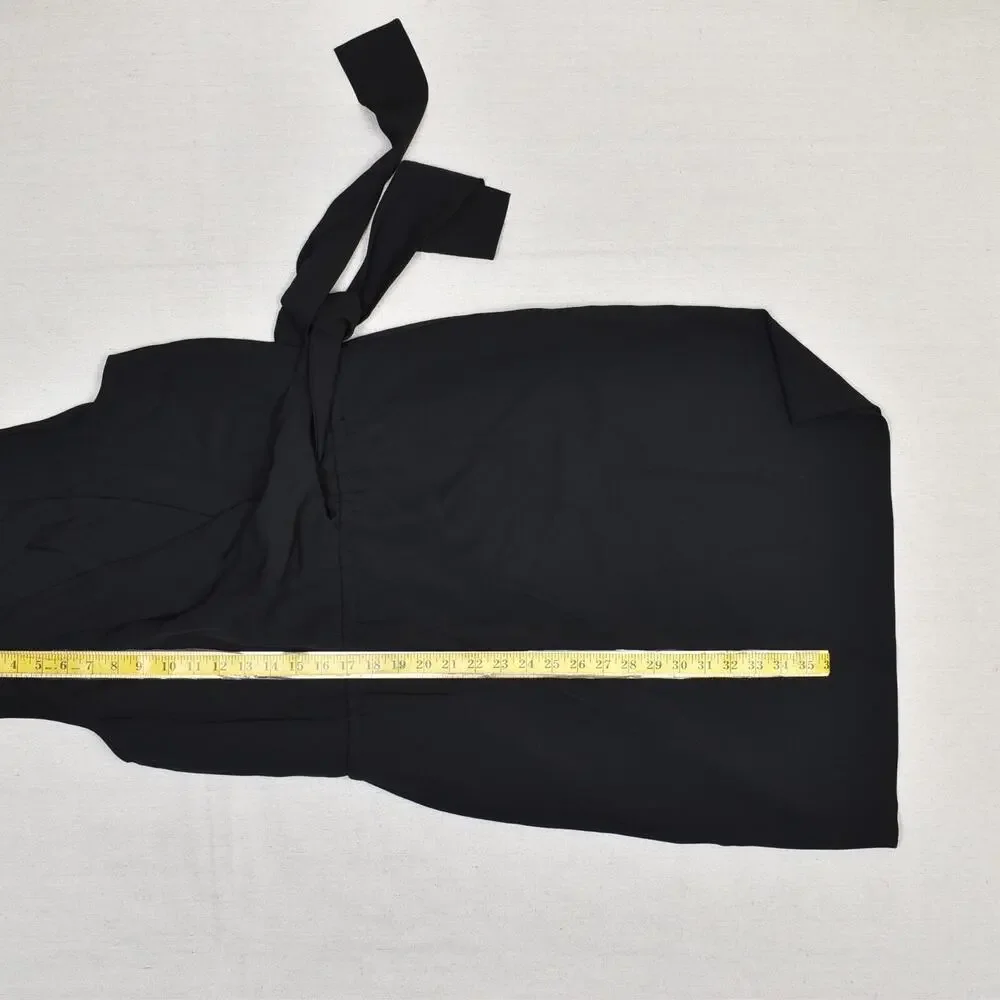 Michael Kors Women's Sheath Dress Faux Wrap Solid V Neck Polyester Black Size 10